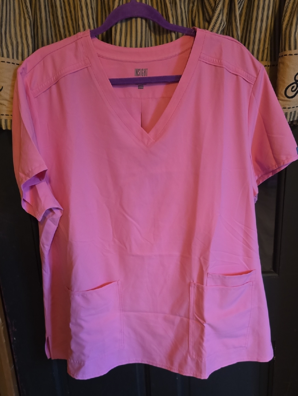 Med Couture Pink V-Neck Medical Scrub Top